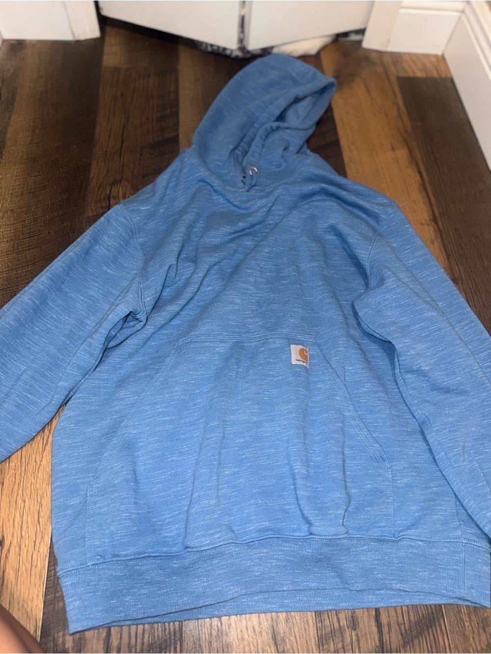 Carhartt Men's Heathered Light Blue Hooded Sweatshirt